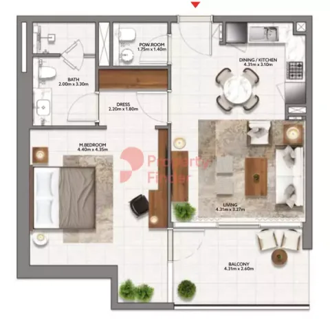 Floor plan, 1 Bed, 846 sq ft