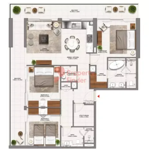 Floor plan, 3 Beds, 1,797 sq ft
