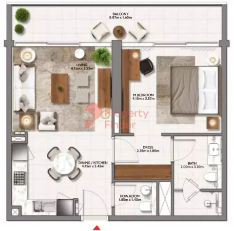 Floor plan, 1 Bed, 826 sq ft
