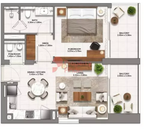 Floor plan, 1 Bed, 750 sq ft