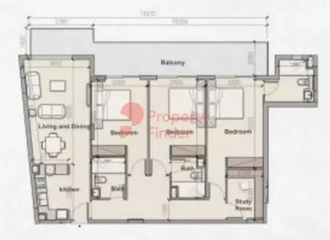Floor plan, 3 Beds, 1,693 sq ft