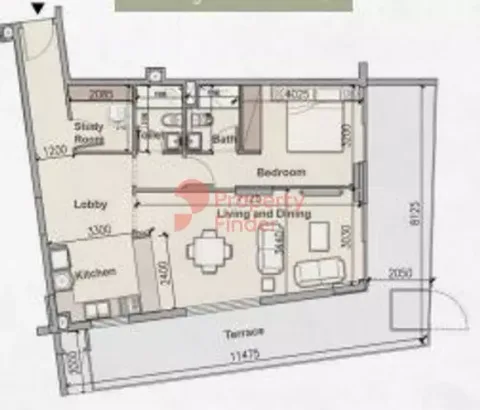 Floor plan, 1 Bed, 1,214 sq ft