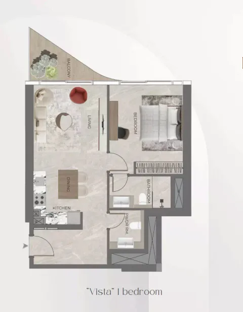 Floor plan, 1 Bed, 685 sq ft