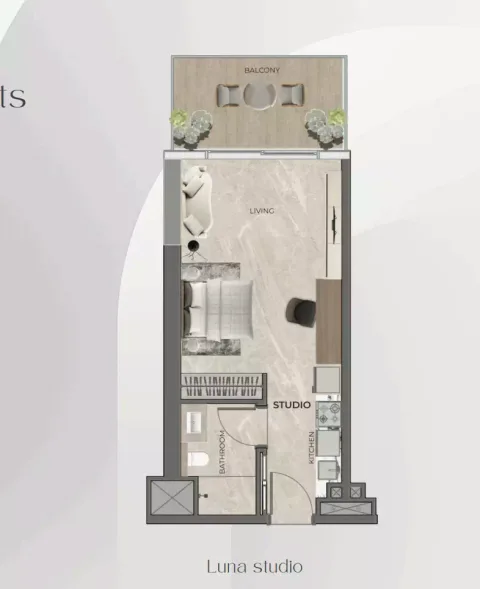 Floor plan, Studio, 675 sq ft