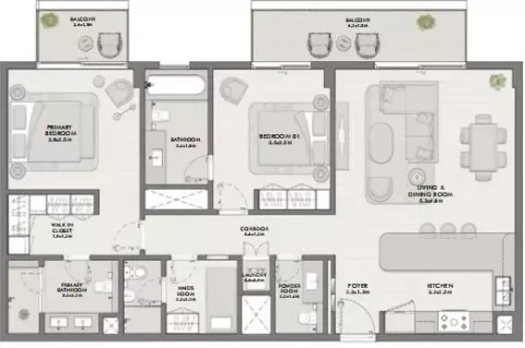 Floor plan, 2 Beds, 1,415 sq ft