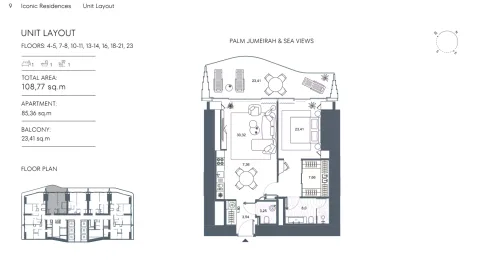 Floor plan, 1 Bed, 1,162 sq ft