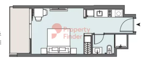 Floor plan, Studio, 409 sq ft