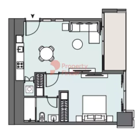 Floor plan, 1 Bed, 663 sq ft