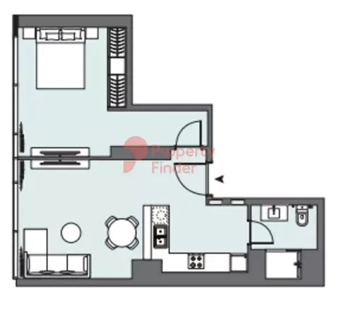Floor plan, 1 Bed, 633 sq ft