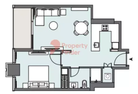Floor plan, 1 Bed, 688 sq ft