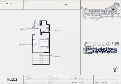 Floor plan, Studio, 457 sq ft
