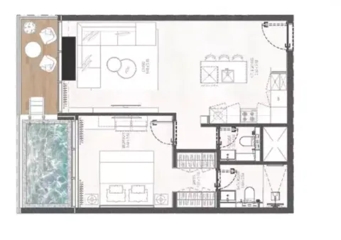 Floor plan, 1 Bed, 747 sq ft