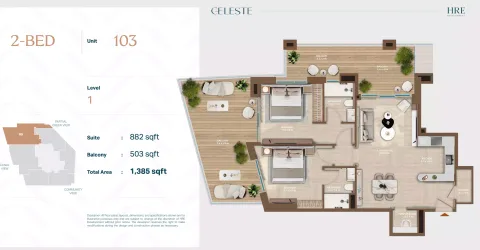 Floor plan, 2 Beds, 1,385 sq ft