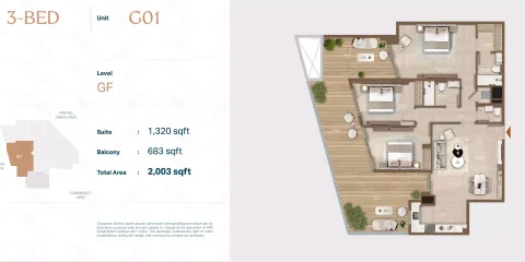 Floor plan, 3 Beds, 2,003 sq ft