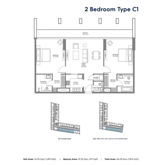 Floor plan, 2 Beds, 1,576 sq ft