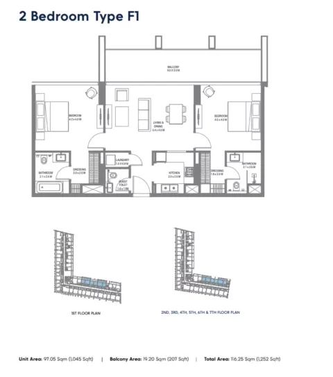 Floor plan, 2 Beds, 1,252 sq ft