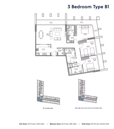 Floor plan, 3 Beds, 2,232 sq ft