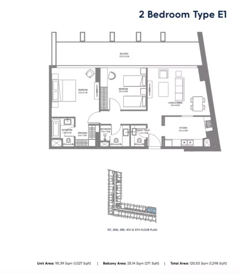 Floor plan, 2 Beds, 1,298 sq ft