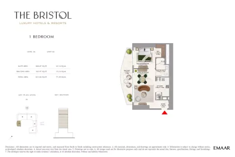 Floor plan, 1 Bed, 831 sq ft