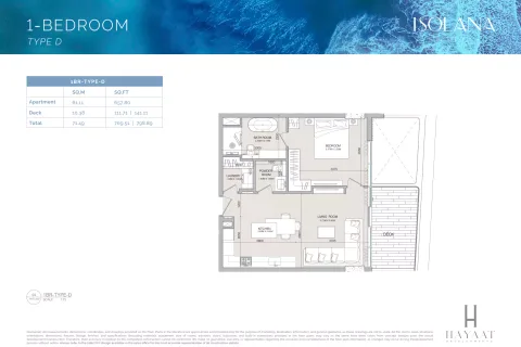 Floor plan, 1 Bed, 769 sq ft