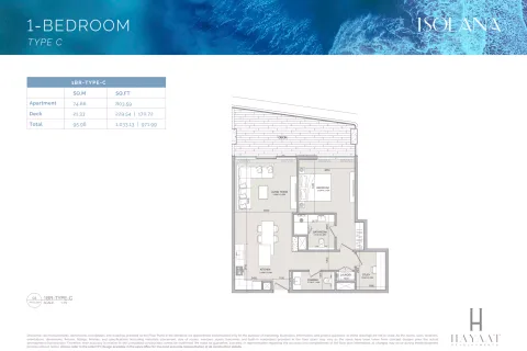 Floor plan, 1 Bed, 1,033 sq ft