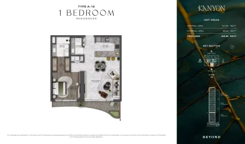 Floor plan, 1 Bed, 820 sq ft
