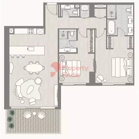 Floor plan, 2 Beds, 1,324 sq ft