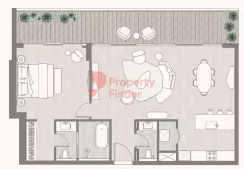 Floor plan, 1 Bed, 1,223 sq ft