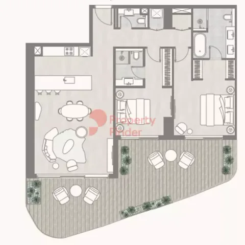 Floor plan, 2 Beds, 1,619 sq ft