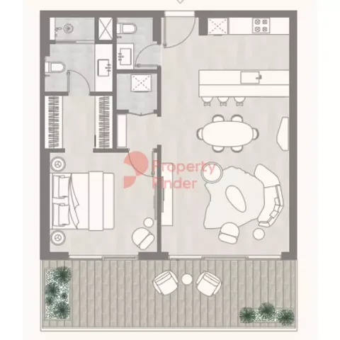 Floor plan, 1 Bed, 1,009 sq ft