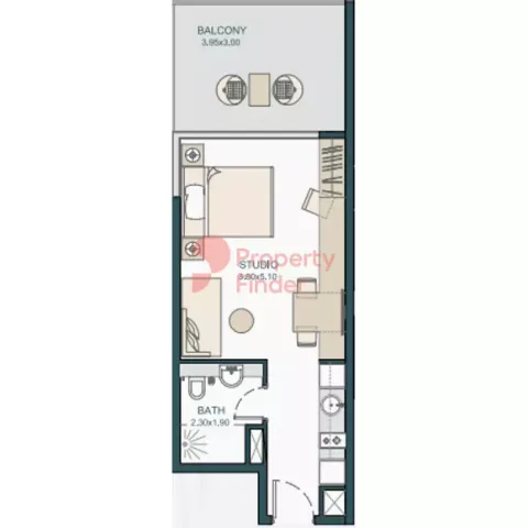 Floor plan, Studio, 485 sq ft