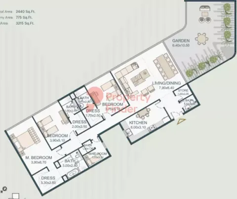 Floor plan, 3 Beds, 3,215 sq ft