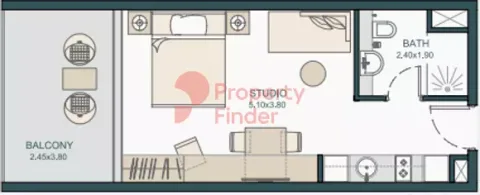 Floor plan, Studio, 440 sq ft