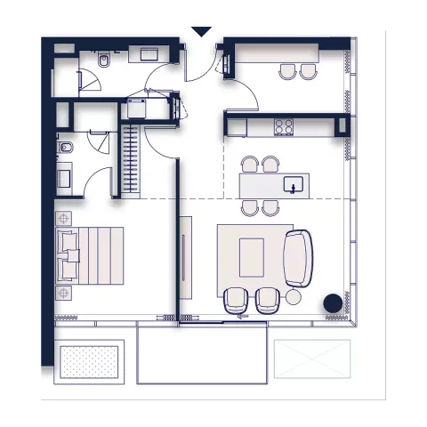 Floor plan, 1 Bed, 1,005 sq ft