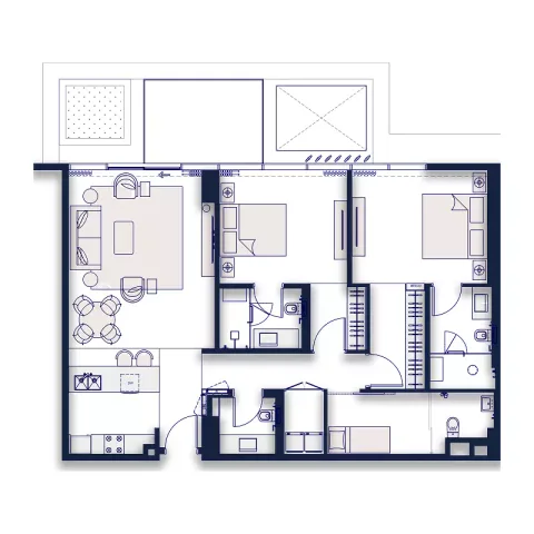 Floor plan, 2 Beds, 1,295 sq ft