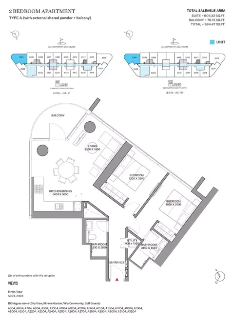 Floor plan, 2 Beds, 984 sq ft