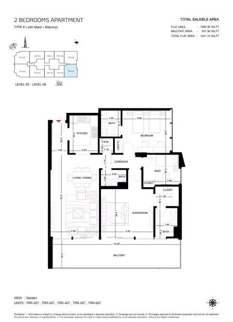 Floor plan, 2 Beds, 1,341 sq ft