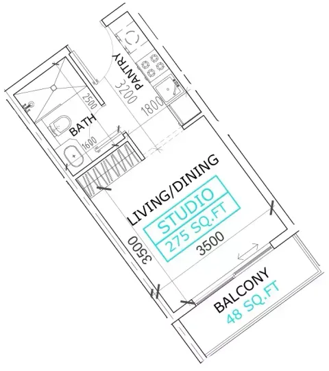 Floor plan, Studio, 323 sq ft