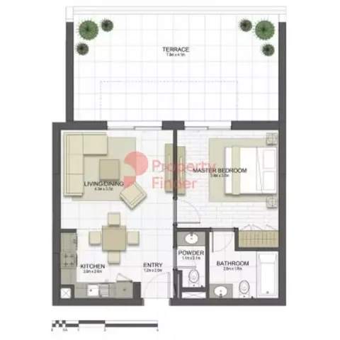 Floor plan, 1 Bed, 1,015 sq ft