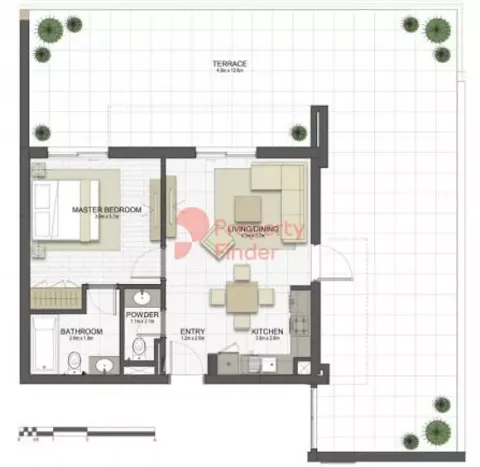 Floor plan, 1 Bed, 1,653 sq ft