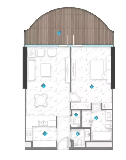 Floor plan, 1 Bed, 1,067 sq ft