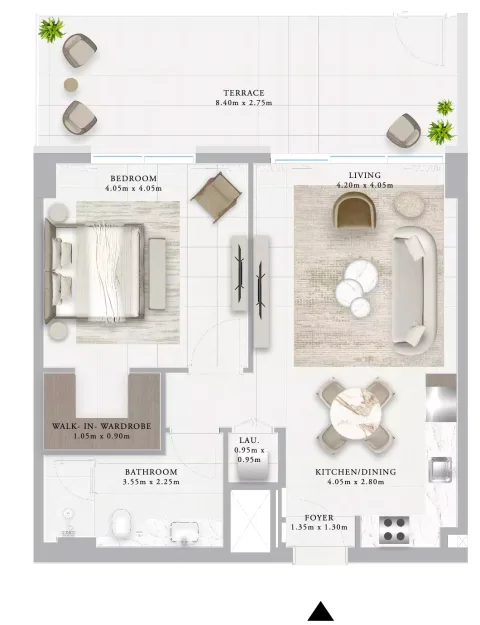 Floor plan, 1 Bed, 975 sq ft