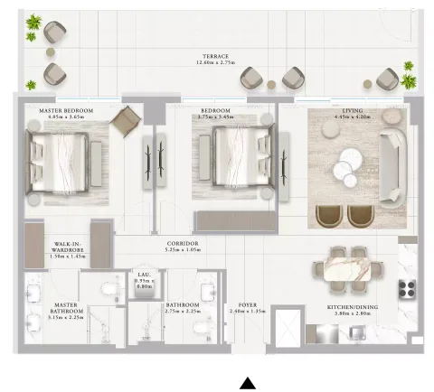 Floor plan, 2 Beds, 1,470 sq ft