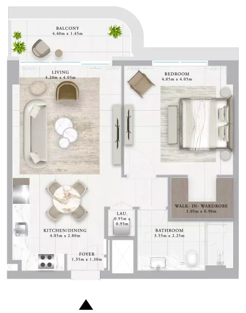 Floor plan, 1 Bed, 806 sq ft