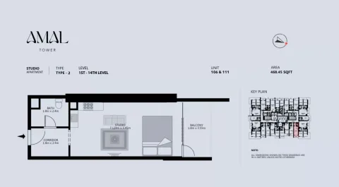 Floor plan, Studio, 468 sq ft