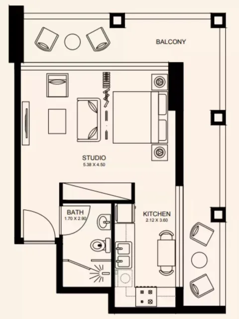 Floor plan, Studio, 0 sq ft