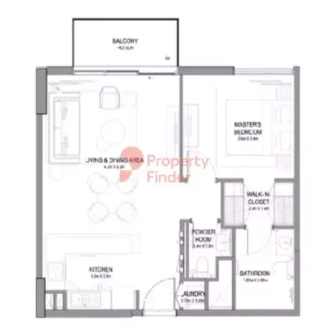 Floor plan, 1 Bed, 0 sq ft
