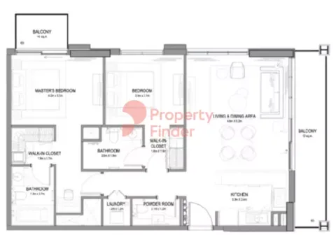 Floor plan, 2 Beds, 0 sq ft