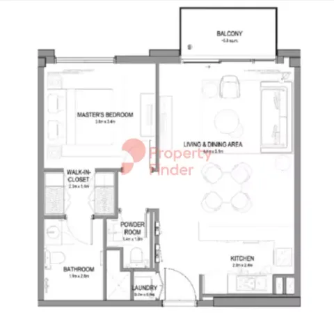 Floor plan, 1 Bed, 0 sq ft