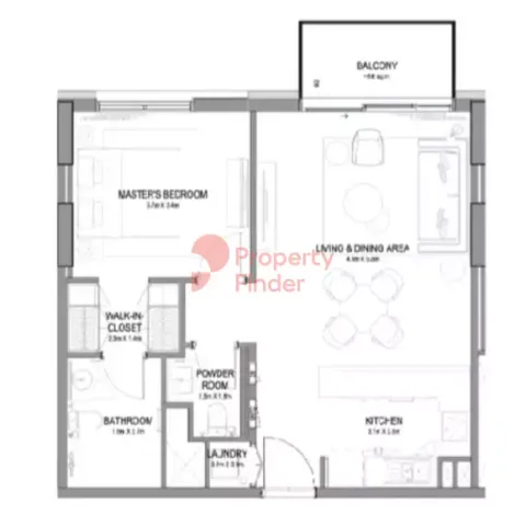 Floor plan, 1 Bed, 0 sq ft